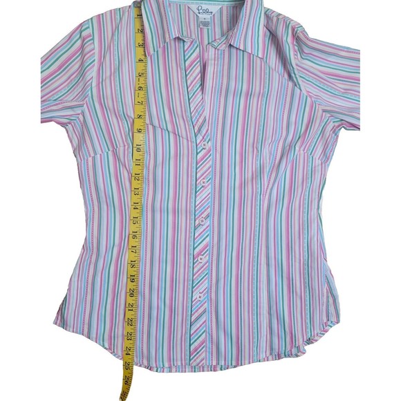 Vintage Lilly Pulitzer Striped V-Neck Button-Up Blouse Long Sleeve Size 8 - Picture 10 of 12